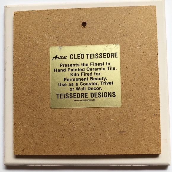 Vintage Cleo Teissedre Handpainted Southwestern Birds Ceramic Tile - Picture 3 of 3